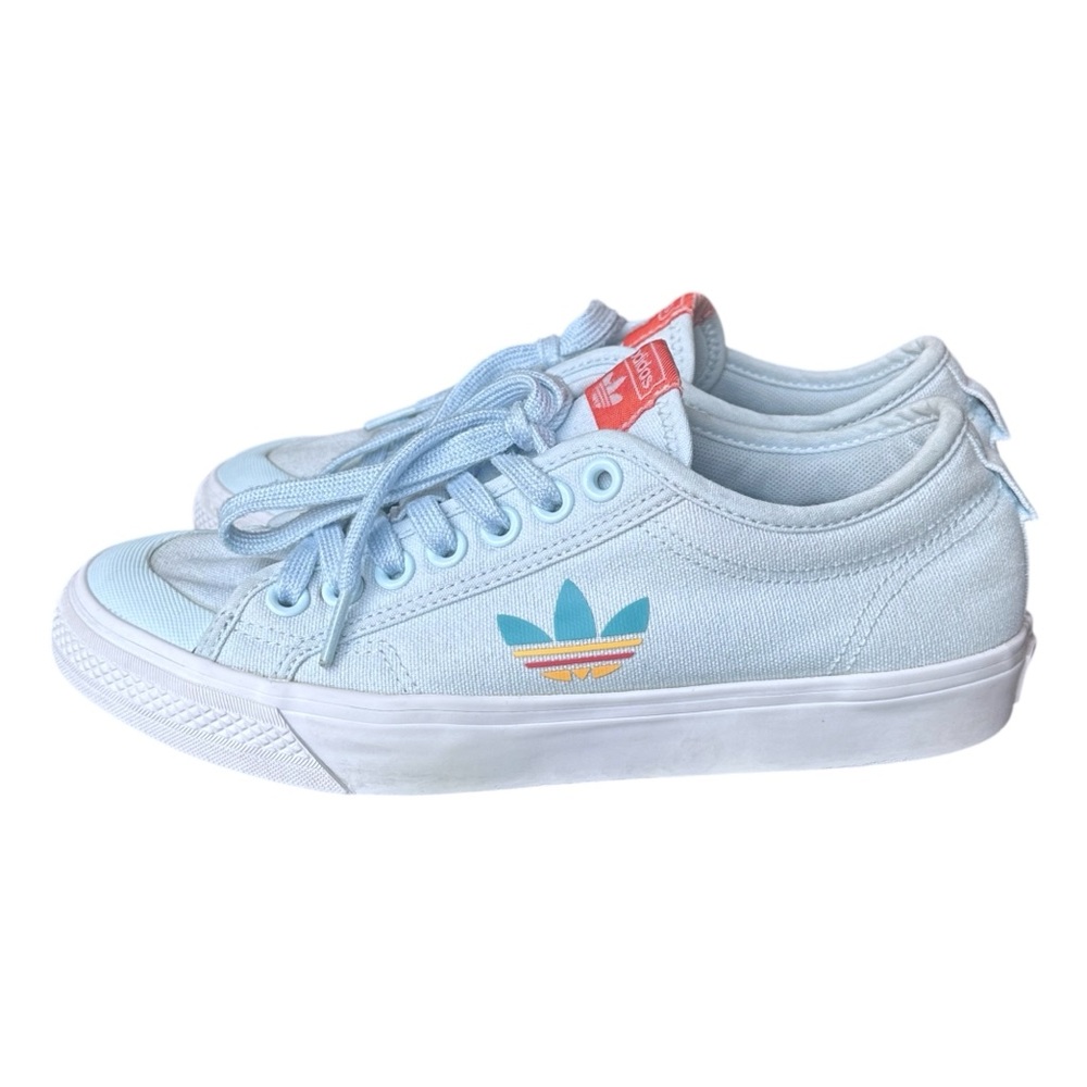 adidas Women's Pastel Blue Canvas Sneakers with Teal & Coral Accents
